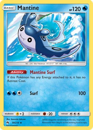 Mantine (58) [SM - Lost Thunder] Reverse Holofoil - Deck Out Gaming