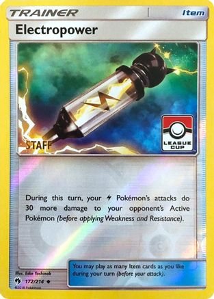 Electropower - 172/214 (League Cup) [Staff] (172) [League & Championship Cards] Reverse Holofoil - Deck Out Gaming