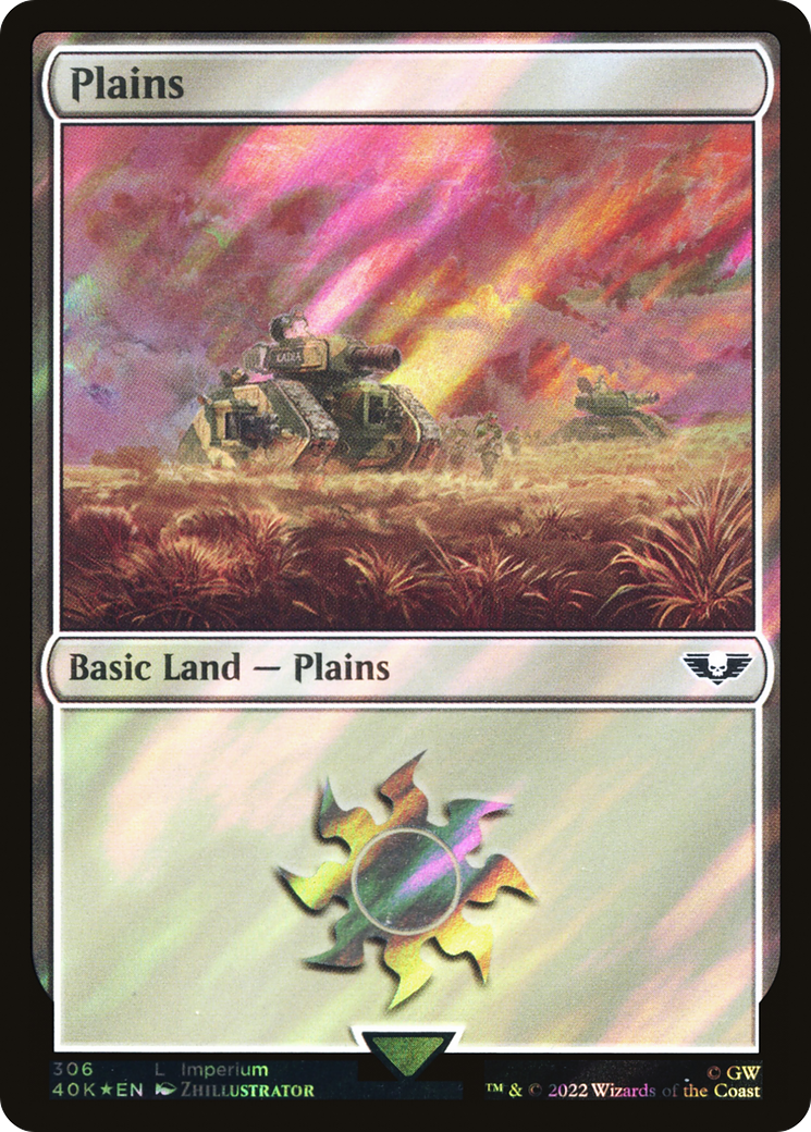 Plains (306) (Surge Foil) (306) [Warhammer 40,000 Commander] foil - Deck Out Gaming