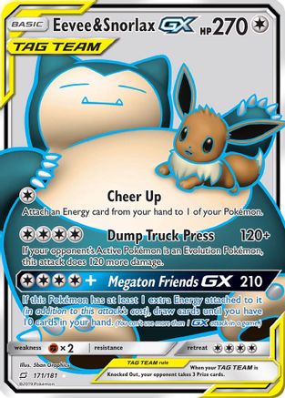 Eevee & Snorlax GX (Full Art) (171) [SM - Team Up] Holofoil - Deck Out Gaming