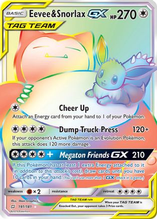 Eevee & Snorlax GX (Secret) (191) [SM - Team Up] Holofoil - Deck Out Gaming