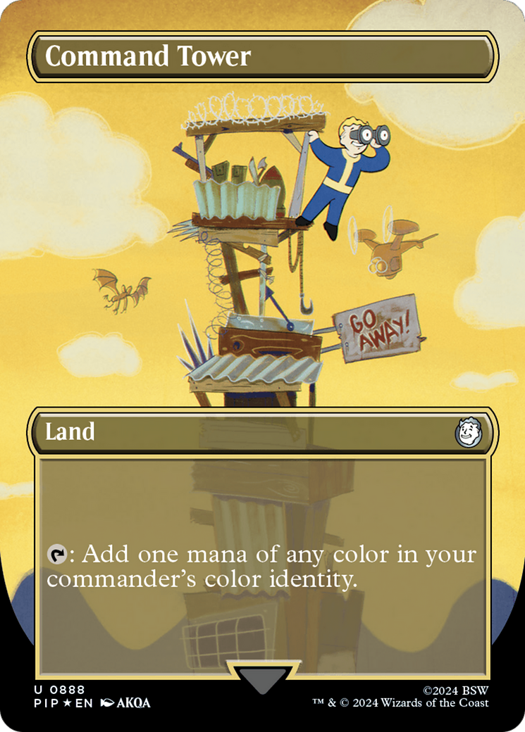 Command Tower (Borderless) (Surge Foil) (888) [Fallout] foil - Deck Out Gaming