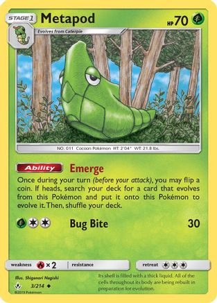 Metapod (3) [SM - Unbroken Bonds] Reverse Holofoil - Deck Out Gaming