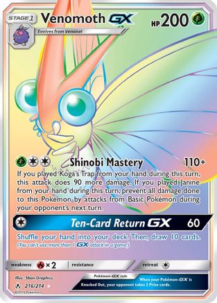 Venomoth GX (Secret) (216) [SM - Unbroken Bonds] Holofoil - Deck Out Gaming