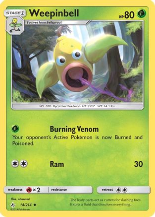 Weepinbell (14) [SM - Unbroken Bonds] Reverse Holofoil - Deck Out Gaming