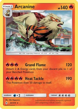 Arcanine (22) [SM - Unbroken Bonds] Reverse Holofoil - Deck Out Gaming
