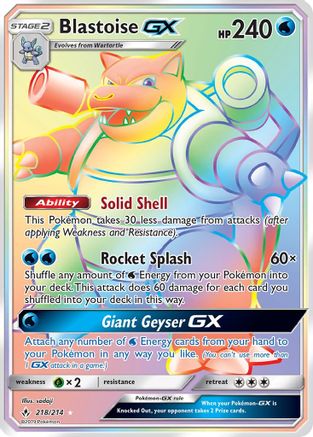 Blastoise GX (Secret) (218) [SM - Unbroken Bonds] Holofoil - Deck Out Gaming