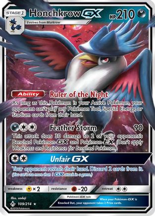 Honchkrow GX (109) [SM - Unbroken Bonds] Holofoil - Deck Out Gaming