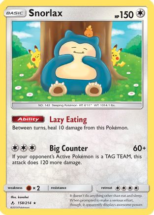 Snorlax (158) [SM - Unbroken Bonds] Reverse Holofoil - Deck Out Gaming