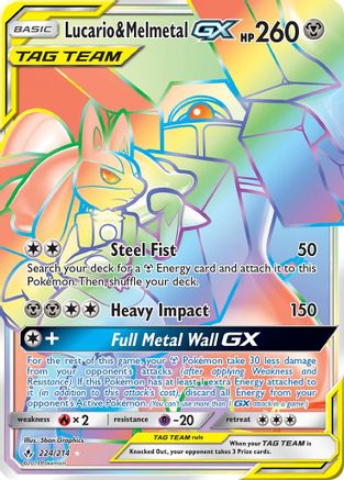 Lucario & Melmetal GX (Secret) (224) [SM - Unbroken Bonds] Holofoil - Deck Out Gaming
