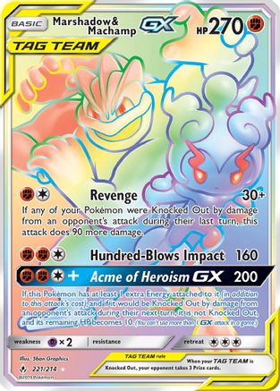 Marshadow & Machamp GX (Secret) (221) [SM - Unbroken Bonds] Holofoil - Deck Out Gaming