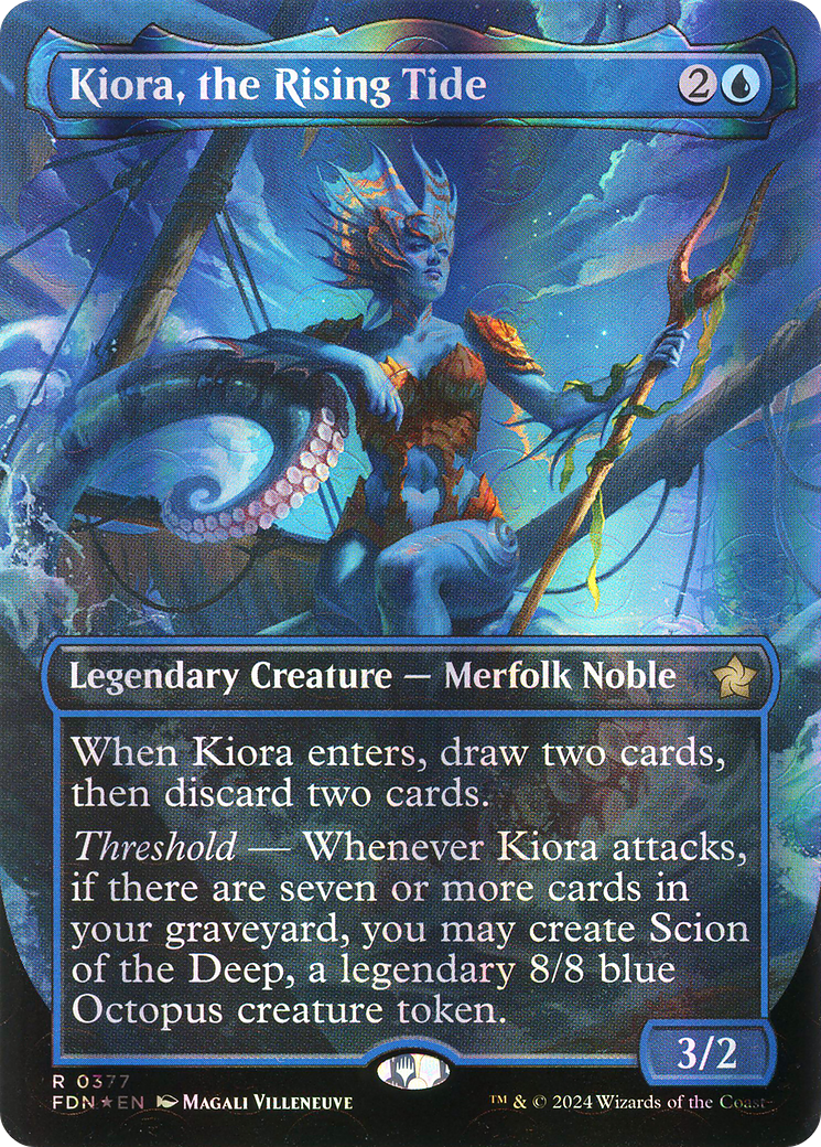 Kiora, the Rising Tide (Borderless) (Mana Foil) (377) [Foundations] foil - Deck Out Gaming
