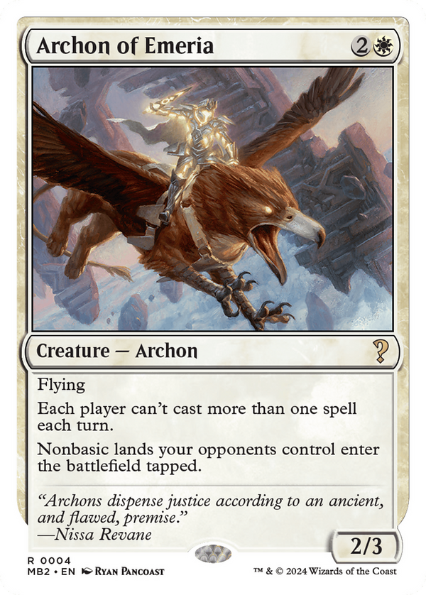 Archon of Emeria (White Border) (4) [Mystery Booster 2] - Deck Out Gaming