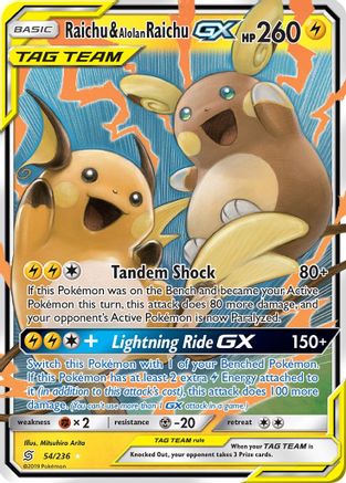 Raichu & Alolan Raichu GX (54/236) [Sun & Moon: Unified Minds] - Deck Out Gaming