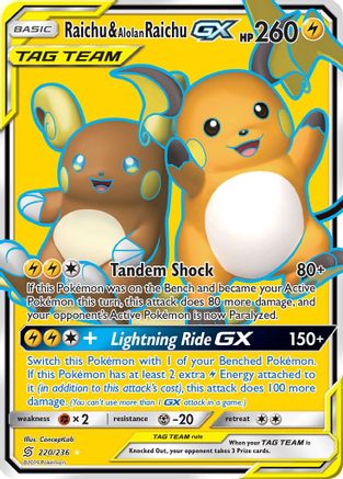 Raichu & Alolan Raichu GX (220/236) [Sun & Moon: Unified Minds] - Deck Out Gaming