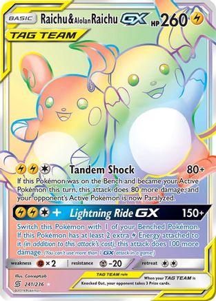 Raichu & Alolan Raichu GX (Secret) (241) [SM - Unified Minds] Holofoil - Deck Out Gaming
