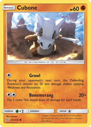 Cubone (105) [SM - Unified Minds] Reverse Holofoil - Deck Out Gaming
