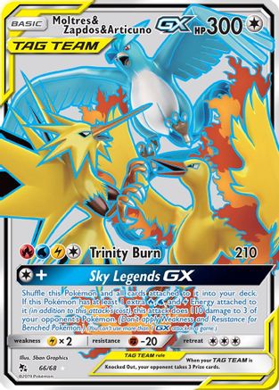 Moltres & Zapdos & Articuno GX (Full Art) (66) [Hidden Fates] Holofoil - Deck Out Gaming