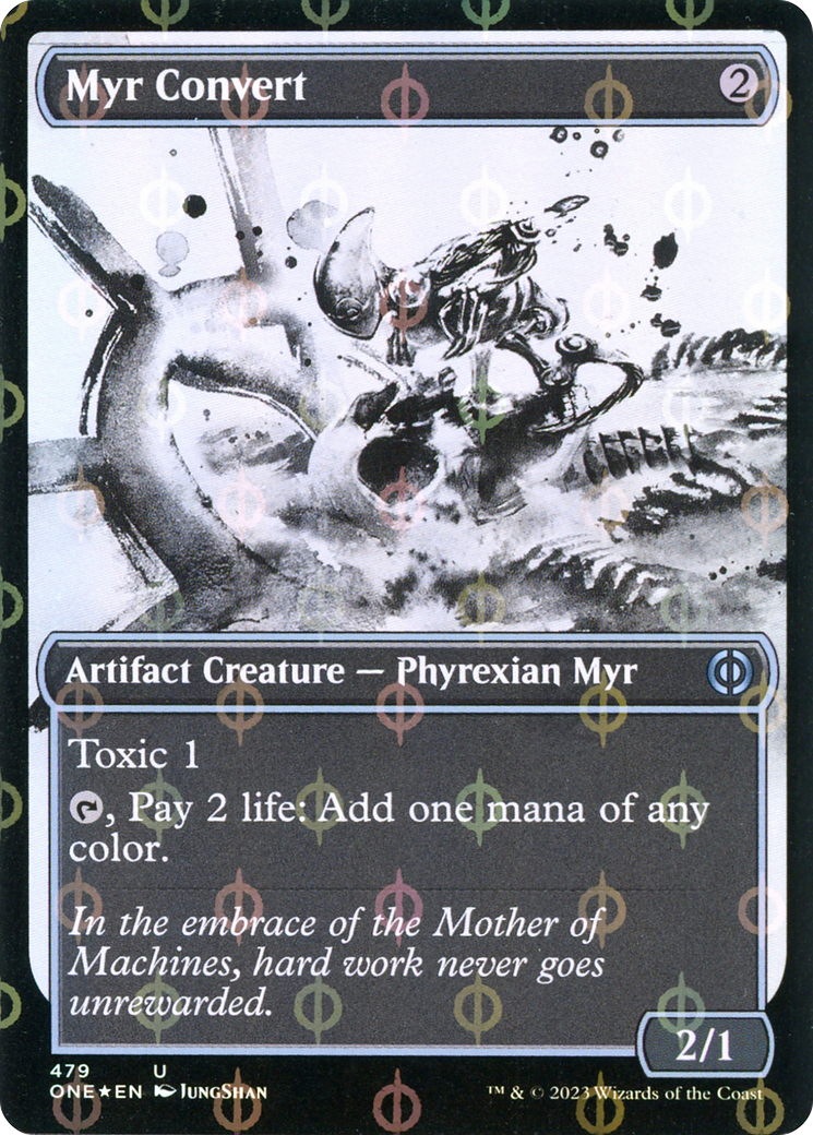 Myr Convert (Showcase) (Step-and-Compleat Foil) (479) [Phyrexia: All Will Be One] foil - Deck Out Gaming