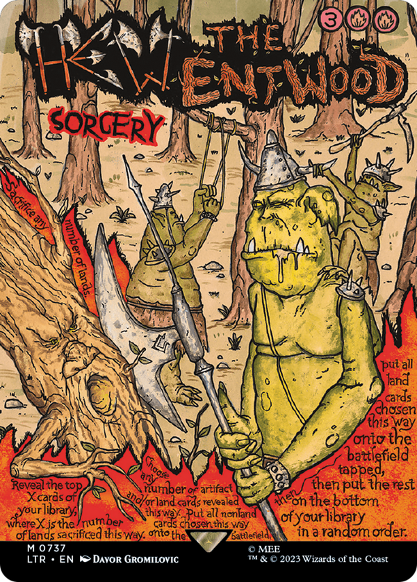 Hew the Entwood (Borderless Poster) (737) [The Lord of the Rings: Tales of Middle-earth] foil - Deck Out Gaming