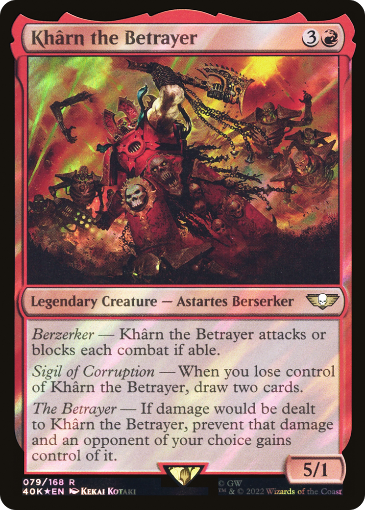 Kharn the Betrayer (Surge Foil) (79) [Warhammer 40,000 Commander] foil - Deck Out Gaming