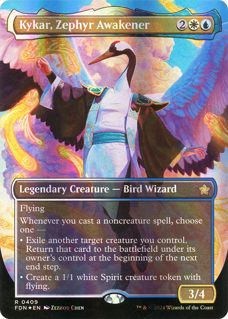 Kykar, Zephyr Awakener (Borderless) (Mana Foil) (409) [Foundations] foil - Deck Out Gaming
