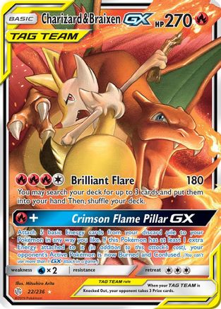 Charizard & Braixen GX (22) [SM - Cosmic Eclipse] Holofoil - Deck Out Gaming