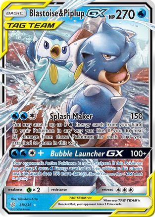 Blastoise & Piplup GX (38) [SM - Cosmic Eclipse] Holofoil - Deck Out Gaming