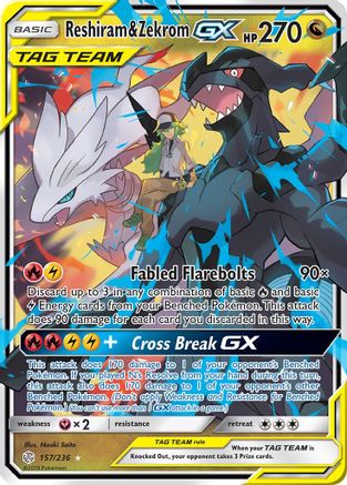 Reshiram & Zekrom GX (157) [SM - Cosmic Eclipse] Holofoil - Deck Out Gaming
