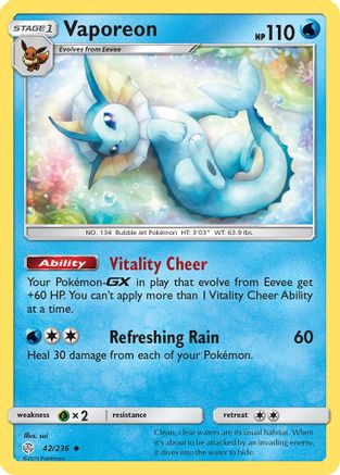 Vaporeon (42) [SM - Cosmic Eclipse] Reverse Holofoil - Deck Out Gaming