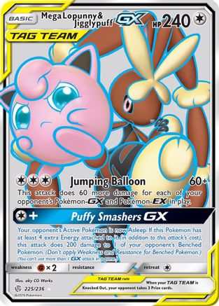 Mega Lopunny & Jigglypuff GX (Full Art) (225/236) [SM - Cosmic Eclipse] - Deck Out Gaming