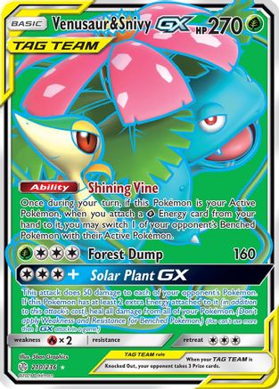 Venusaur & Snivy GX (Full Art) (210) [SM - Cosmic Eclipse] Holofoil - Deck Out Gaming