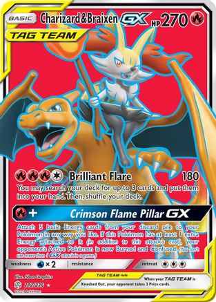 Charizard & Braixen GX (Full Art) (212) [SM - Cosmic Eclipse] Holofoil - Deck Out Gaming