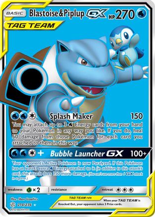 Blastoise & Piplup GX (Full Art) (214) [SM - Cosmic Eclipse] Holofoil - Deck Out Gaming