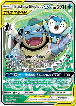 Blastoise & Piplup GX (Alternate Full Art) (215) [SM - Cosmic Eclipse] Holofoil - Deck Out Gaming