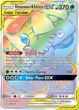 Venusaur & Snivy GX (Secret) (249/236) [SM - Cosmic Eclipse] - Deck Out Gaming