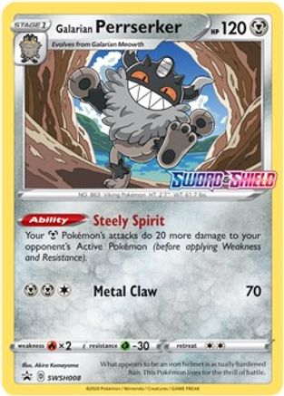 Galarian Perrserker - SWSH008 (Prerelease) (SWSH008) [SWSH: Sword & Shield Promo Cards] Holofoil - Deck Out Gaming