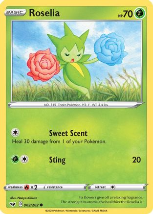 Roselia (003) (3) [SWSH01: Sword & Shield Base Set] Reverse Holofoil - Deck Out Gaming