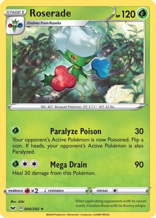 Roserade (4) [SWSH01: Sword & Shield Base Set] Reverse Holofoil - Deck Out Gaming