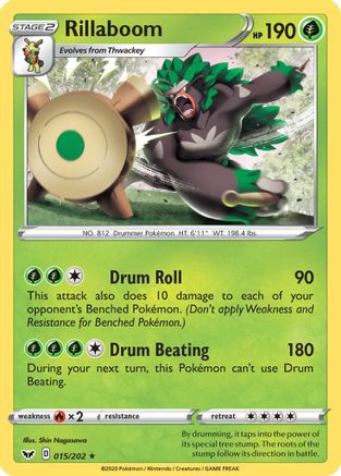 Rillaboom (015) (015/202) [SWSH01: Sword & Shield Base Set] Reverse Holofoil - Deck Out Gaming