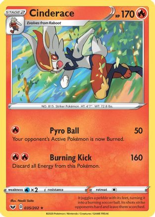 Cinderace (035) (35) [SWSH01: Sword & Shield Base Set] Reverse Holofoil - Deck Out Gaming