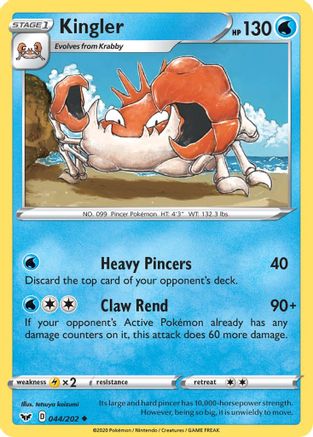 Kingler (44) [SWSH01: Sword & Shield Base Set] Reverse Holofoil - Deck Out Gaming