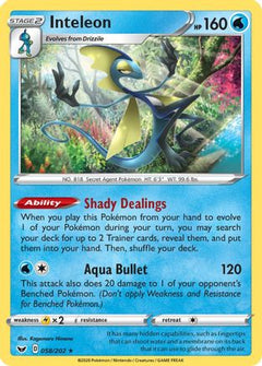 Inteleon (058) (58) [SWSH01: Sword & Shield Base Set] Reverse Holofoil - Deck Out Gaming