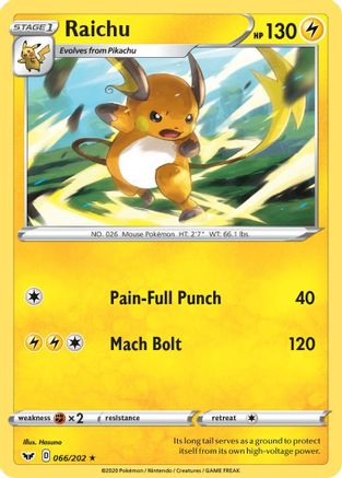 Raichu (66) [SWSH01: Sword & Shield Base Set] Reverse Holofoil - Deck Out Gaming