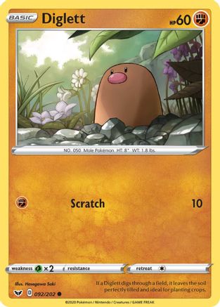 Diglett (92) [SWSH01: Sword & Shield Base Set] Reverse Holofoil - Deck Out Gaming
