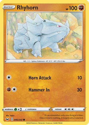Rhyhorn (096) (96) [SWSH01: Sword & Shield Base Set] - Deck Out Gaming