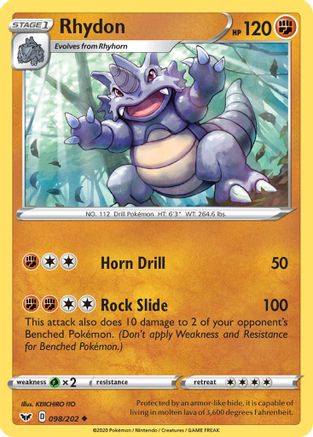 Rhydon (98) [SWSH01: Sword & Shield Base Set] - Deck Out Gaming