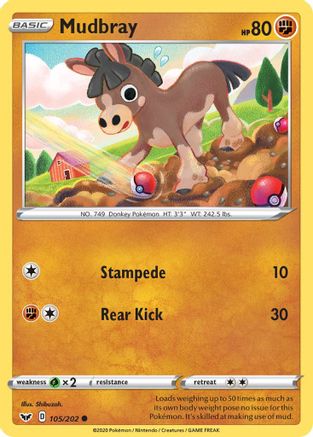 Mudbray (105) [SWSH01: Sword & Shield Base Set] Reverse Holofoil - Deck Out Gaming