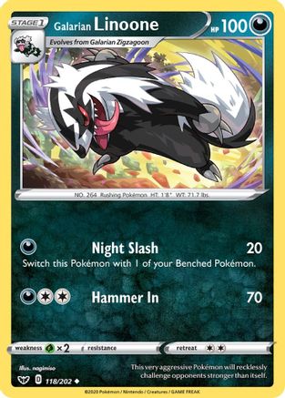 Galarian Linoone (118) [SWSH01: Sword & Shield Base Set] Reverse Holofoil - Deck Out Gaming