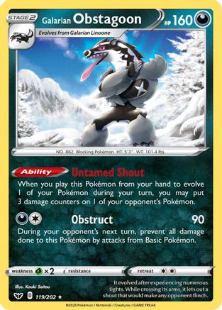 Galarian Obstagoon (119) [SWSH01: Sword & Shield Base Set] Reverse Holofoil - Deck Out Gaming